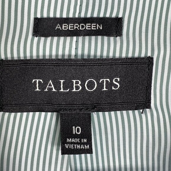 Talbots Aberdeen Womens 10 Teal Blazer Navy Trim Gold Crest Buttons Yacht Jacket - Picture 4 of 16